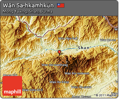 Physical 3D Map of Wān Sa-hkamhkün