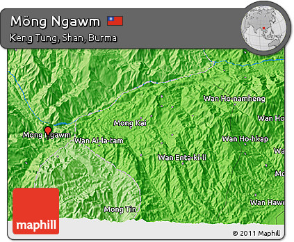 Political 3D Map of Möng Ngawm