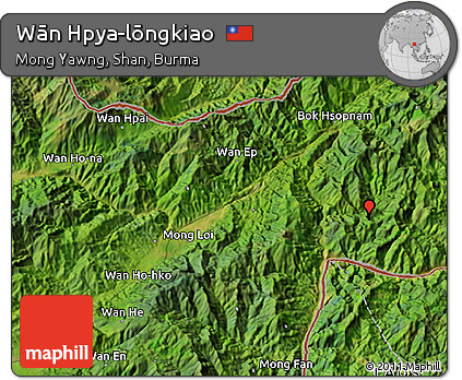 Satellite 3D Map of Wān Hpya-lōngkiao