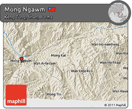 Shaded Relief 3D Map of Möng Ngawm