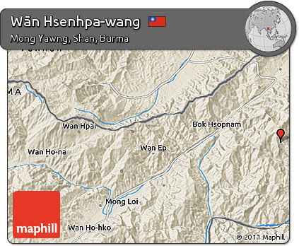 Shaded Relief 3D Map of Wān Hsenhpa-wang