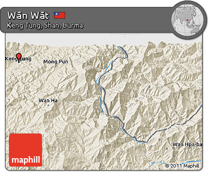 Shaded Relief 3D Map of Wān Wāt