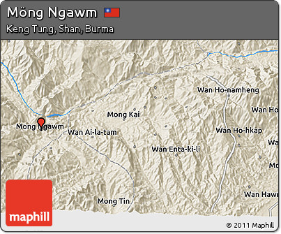 Shaded Relief 3D Map of Möng Ngawm