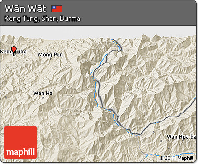 Shaded Relief 3D Map of Wān Wāt