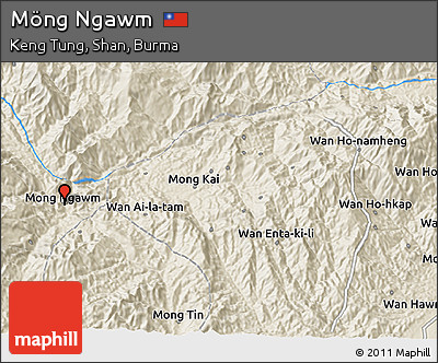 Shaded Relief 3D Map of Möng Ngawm