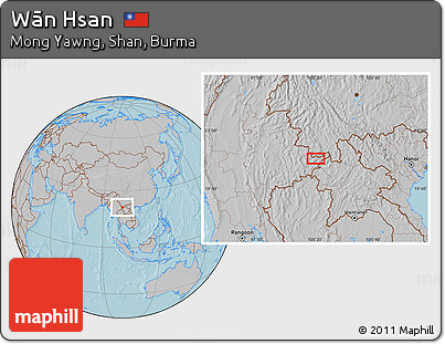 Gray Location Map of Wān Hsan, hill shading