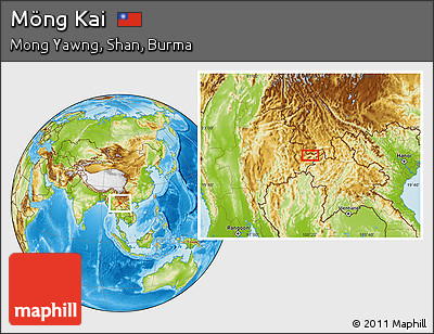 Physical Location Map of Möng Kai