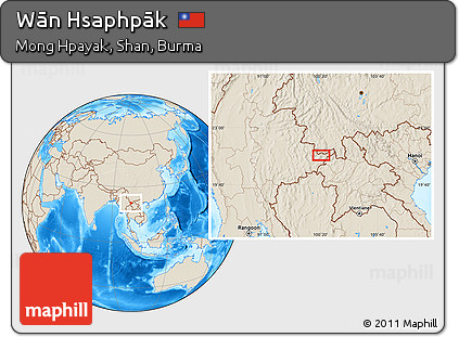 Shaded Relief Location Map of Wān Hsaphpāk