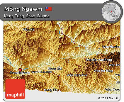 Physical Panoramic Map of Möng Ngawm