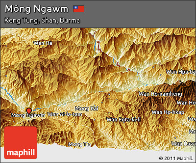 Physical Panoramic Map of Möng Ngawm