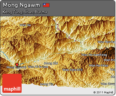 Physical Panoramic Map of Möng Ngawm