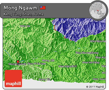 Political Panoramic Map of Möng Ngawm