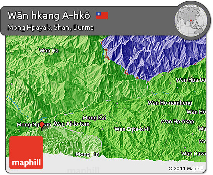 Political Panoramic Map of Wān Hkang A-hkö