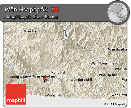 Shaded Relief Panoramic Map of Wān Hsaphpāk
