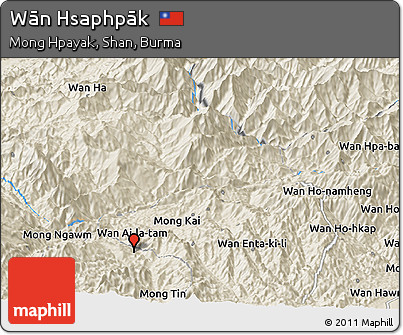 Shaded Relief Panoramic Map of Wān Hsaphpāk