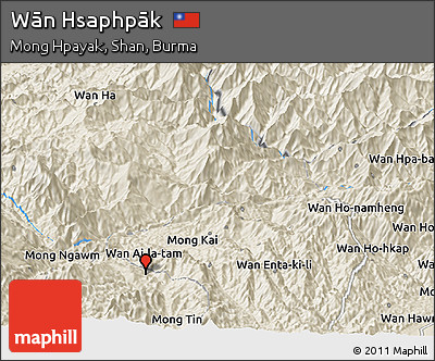 Shaded Relief Panoramic Map of Wān Hsaphpāk