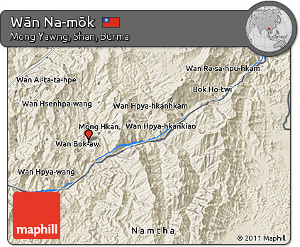 Shaded Relief 3D Map of Wān Na-mōk