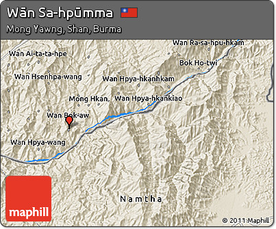 Shaded Relief 3D Map of Wān Sa-hpūmma
