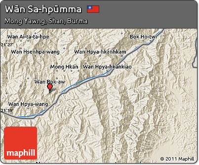 Shaded Relief Map of Wān Sa-hpūmma