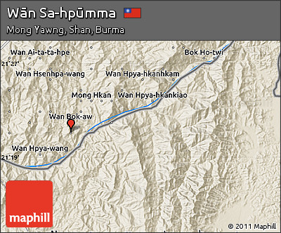 Shaded Relief Map of Wān Sa-hpūmma