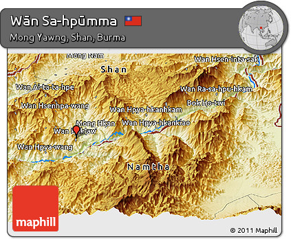 Physical Panoramic Map of Wān Sa-hpūmma