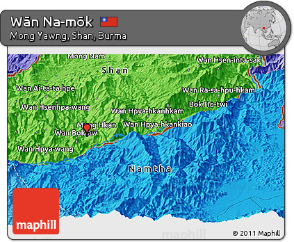 Political Panoramic Map of Wān Na-mōk