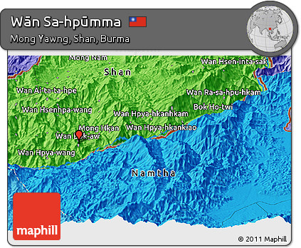 Political Panoramic Map of Wān Sa-hpūmma