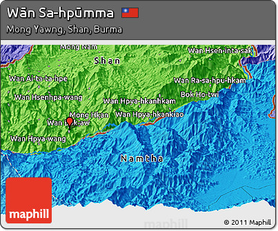 Political Panoramic Map of Wān Sa-hpūmma
