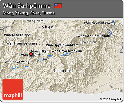 Shaded Relief Panoramic Map of Wān Sa-hpūmma