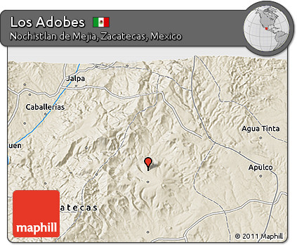 Shaded Relief 3D Map of Los Adobes