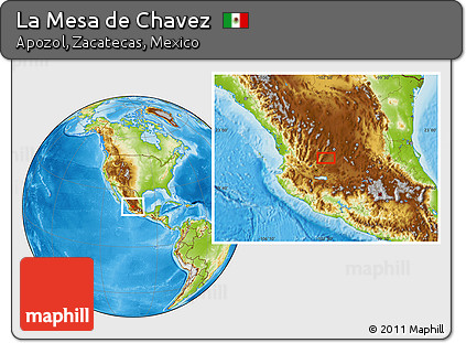 Physical Location Map of La Mesa De Chavez