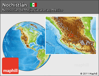 Physical Location Map of Nochistlán
