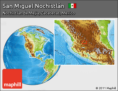 Physical Location Map of San Miguel Nochistlán