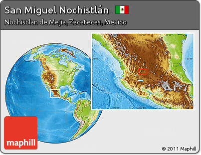 Physical Location Map of San Miguel Nochistlán