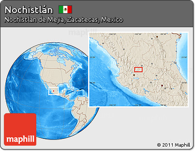 Shaded Relief Location Map of Nochistlán