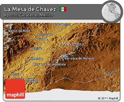 Physical Panoramic Map of La Mesa De Chavez