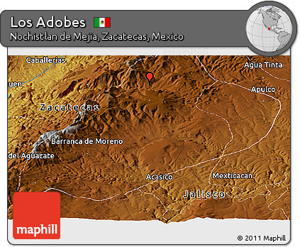 Physical Panoramic Map of Los Adobes