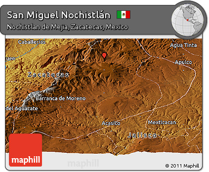 Physical Panoramic Map of San Miguel Nochistlán