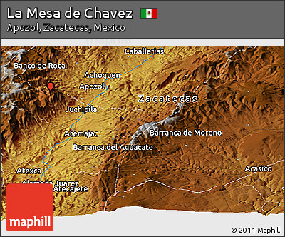 Physical Panoramic Map of La Mesa De Chavez
