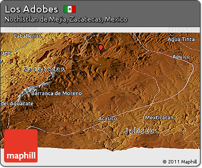 Physical Panoramic Map of Los Adobes