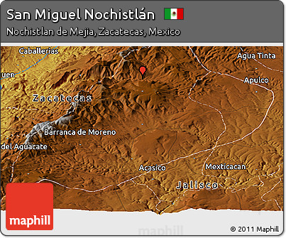 Physical Panoramic Map of San Miguel Nochistlán