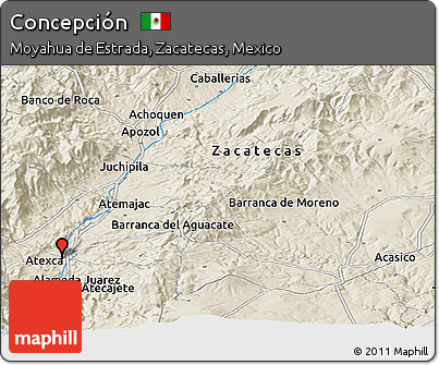 Shaded Relief Panoramic Map of Concepción