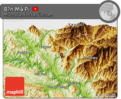 Physical 3D Map of Bản Mã Pi