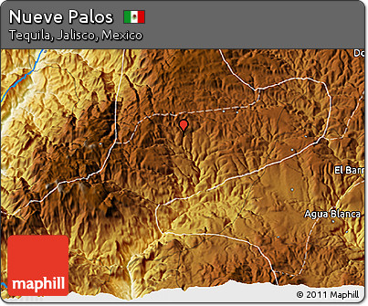 Physical 3D Map of Nueve Palos