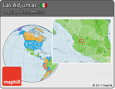 Political Location Map of Las Adjuntas