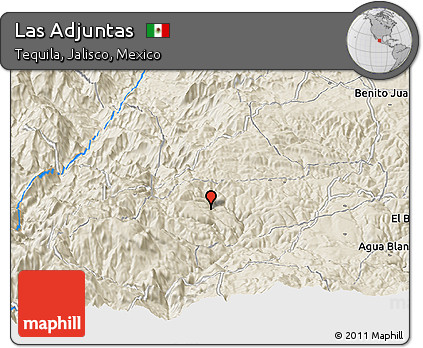 Shaded Relief Panoramic Map of Las Adjuntas