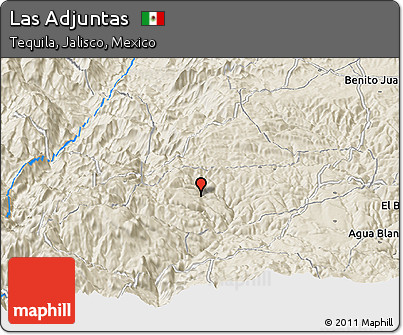 Shaded Relief Panoramic Map of Las Adjuntas