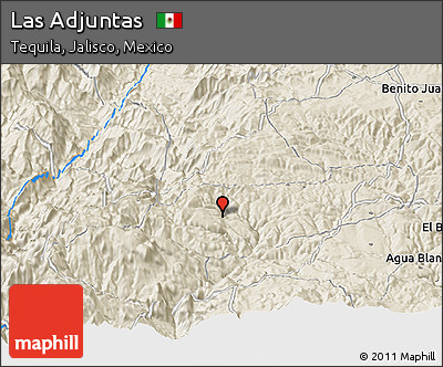 Shaded Relief Panoramic Map of Las Adjuntas