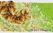 Physical 3D Map of the area around 21° 23' 18" N, 104° 37' 30" E