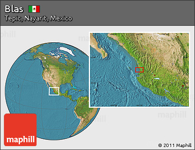 Satellite Location Map of Blas